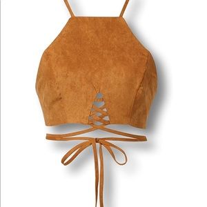 NWT Suede Halter Style Top